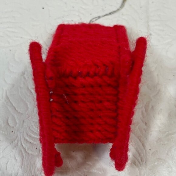 Set of 2 Holiday Crochet Bear Rocking Chair Baby Sleigh Ornaments Handcrafted - Picture 8 of 16